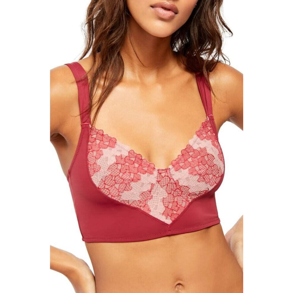 Free People Intimately Burgundy Love‎ Story Soft Wire Free Bralette Size Small